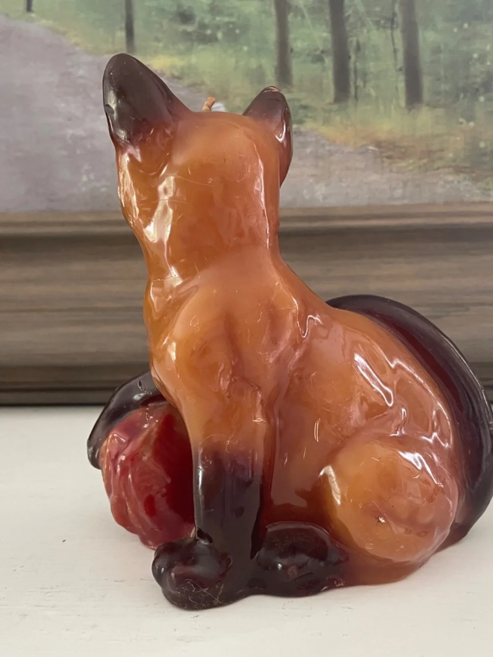 Vintage Siamese Cat Wax Candle Figurine MCM Feline Decor Brown Retro Cat-lover